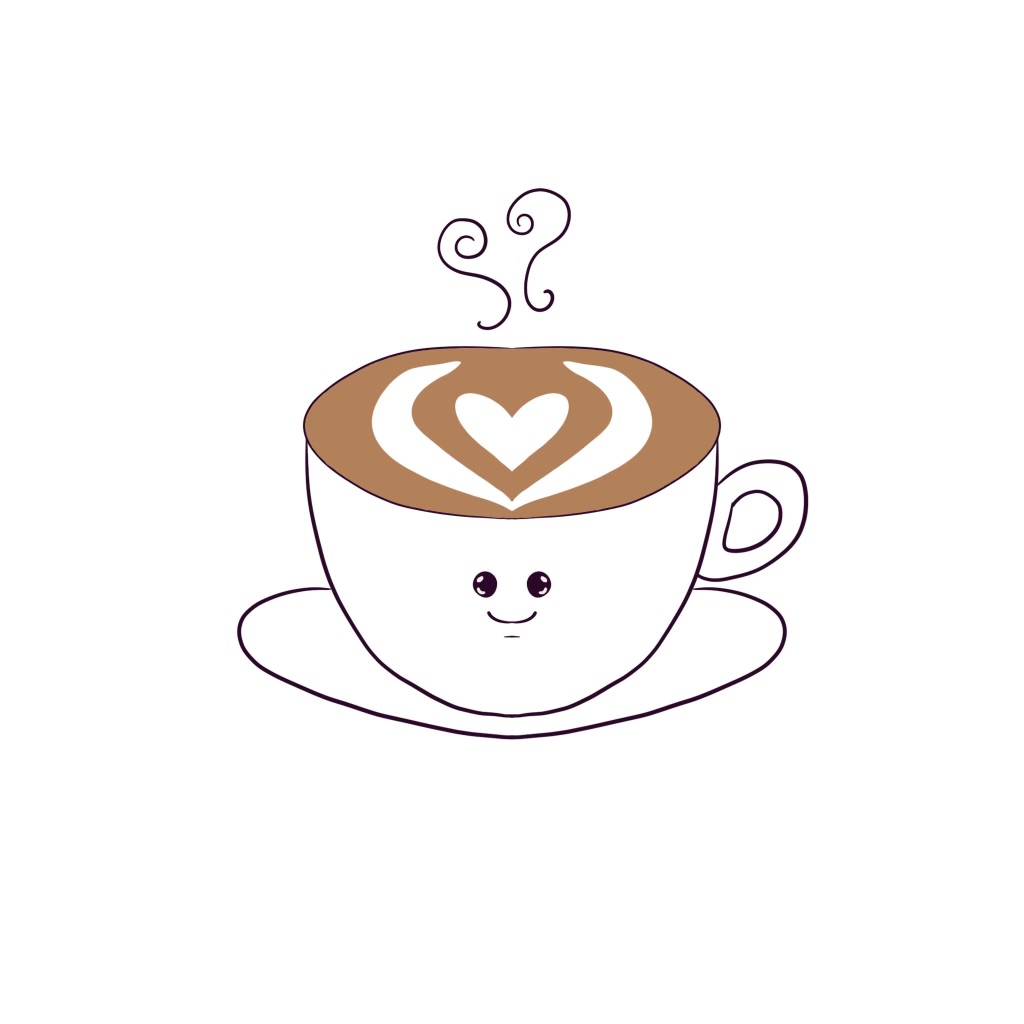 Hand drawn Amaretto Latte character